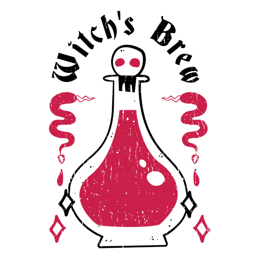 Red flask with a snake on it PNG Design