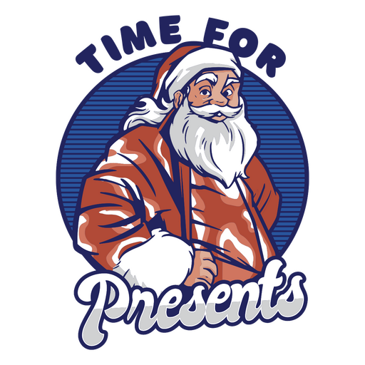 Weihnachtsmann-Logo mit den Worten Zeit für Geschenke PNG-Design