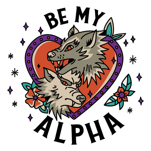 Two wolves in the shape of a heart PNG Design