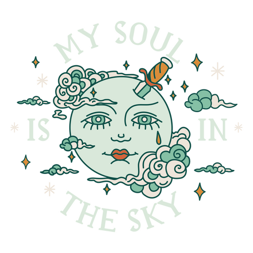 My soul is in the sky moon PNG Design
