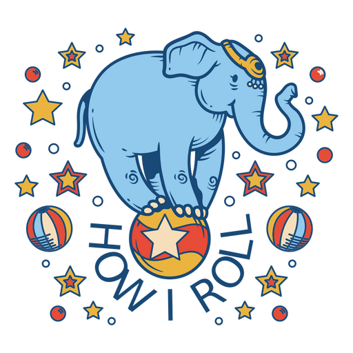 Circus elephant balancing on a ball PNG Design