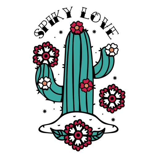 Cactus with flowers PNG Design