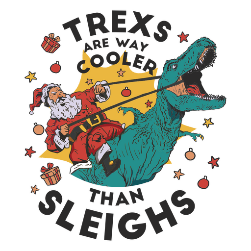 Santa montando un dinosaurio t-rexs son más geniales que los trineos Diseño PNG