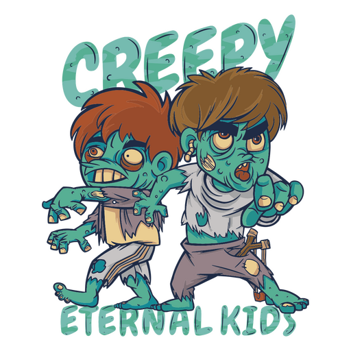 Creepy zombie kids cartoon PNG Design