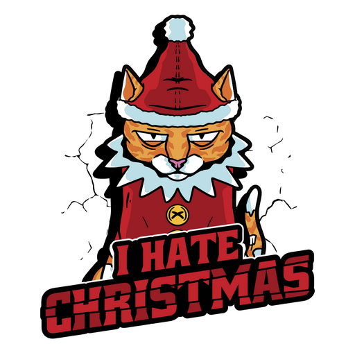 Cat in a santa hat with i hate christmas PNG Design