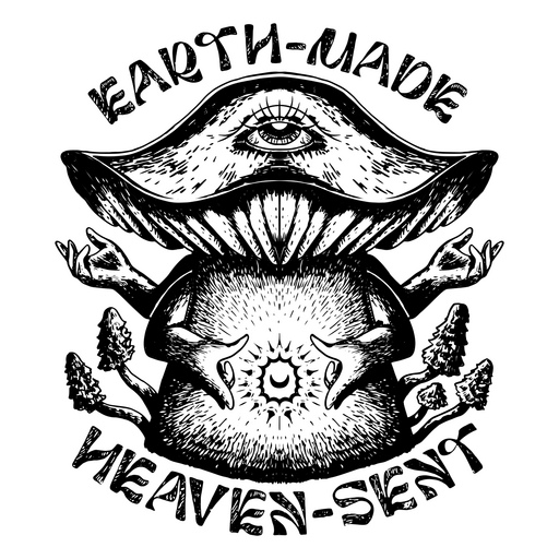 Design exclusivo de cogumelo com tema de terra e céu Desenho PNG