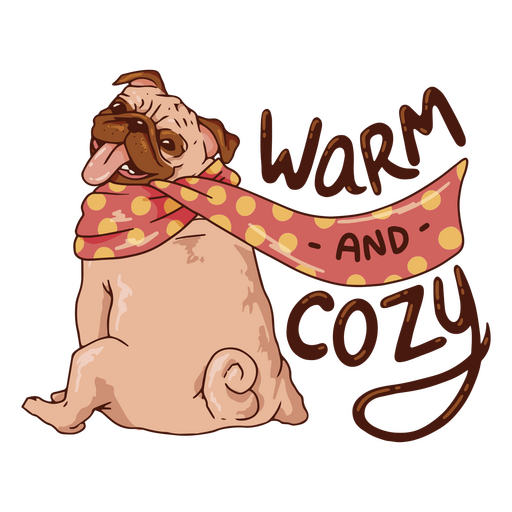 Pug dog warm and cozy PNG Design