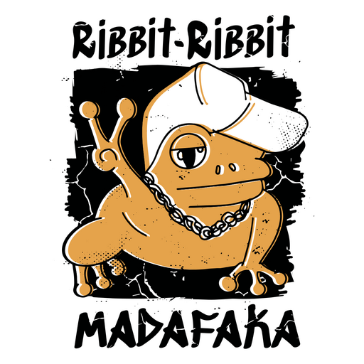 Cartoon frog wearing a hat and chains PNG Design