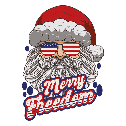 Papai Noel usando óculos escuros e uma bandeira americana Desenho PNG