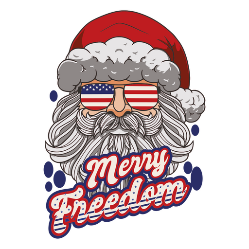 Santa claus wearing sunglasses and an american flag PNG Design