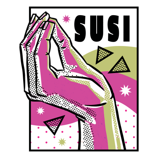 Póster con la palabra susi. Diseño PNG