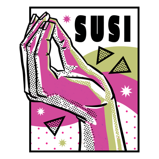 Poster with the word susi on it PNG Design