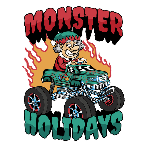 Monster holidays santa truck PNG Design