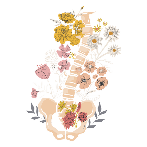 As costas da mulher com flores e flores Desenho PNG