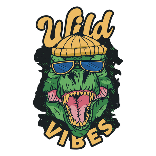 Dinosaur with the words wild vibes PNG Design