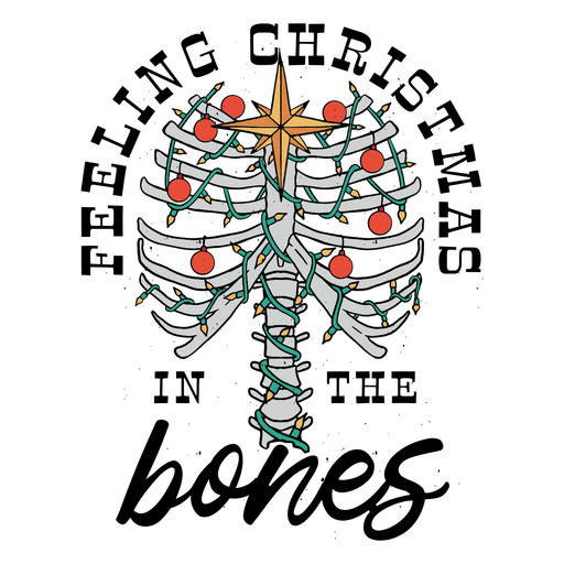 Skeleton with christmas lights on it PNG Design