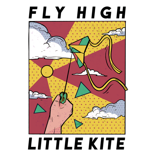 Hand is flying a kite in the sky PNG Design