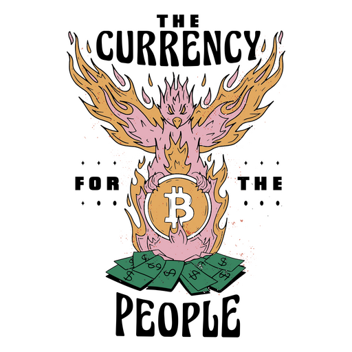 Image of a bitcoin with flames on it PNG Design