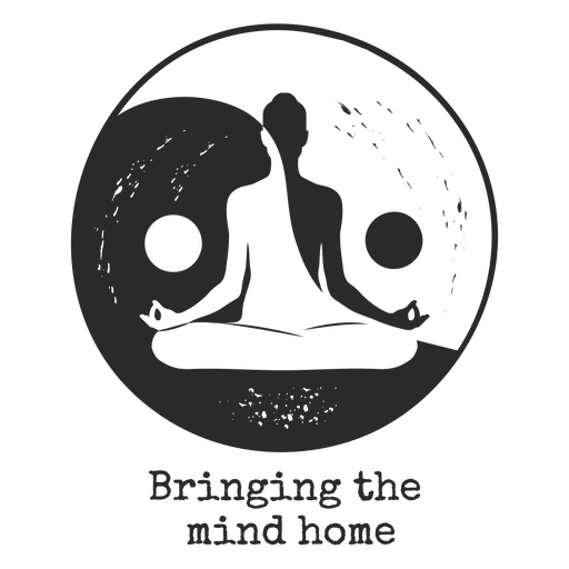 Black and white logo with the words bringing the mind home PNG Design