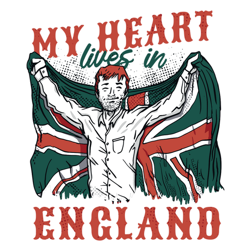 Mi corazón vive en Inglaterra. Diseño PNG