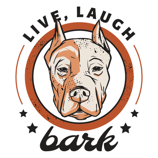 Hund mit der Aufschrift ?Live Laugh Bark? darauf PNG-Design