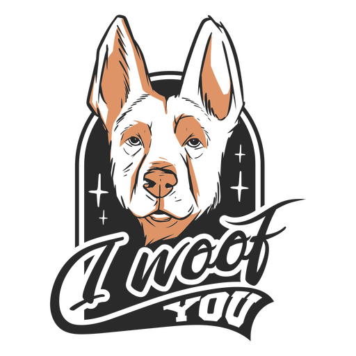 Bild eines deutschen Schäferhundes mit den Worten ?I woof you?. PNG-Design