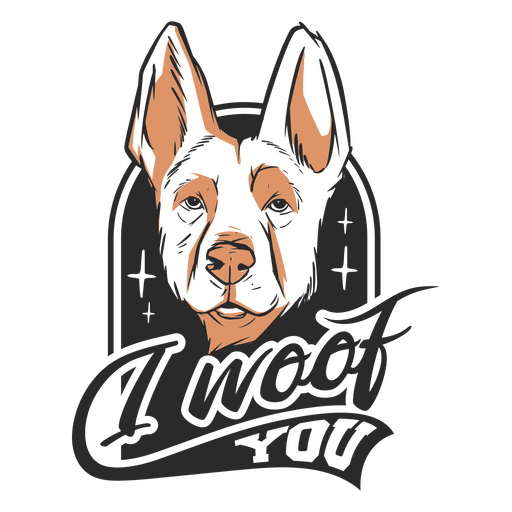 Image of a german shepherd with the words i woof you PNG Design