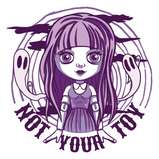 No es tu juguete muñeca de halloween morada Diseño PNG