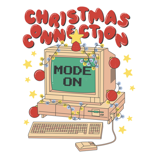 Modo de conexão de Natal no PC retrô Desenho PNG