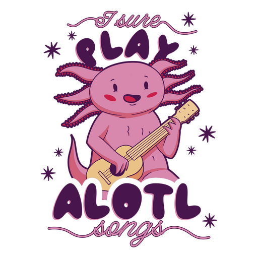 Axolotl de desenho animado tocando violão Desenho PNG