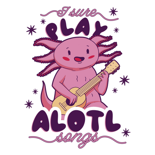 Cartoon axolotl playing a guitar PNG Design