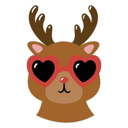 Deer with red glasses on his head PNG Design