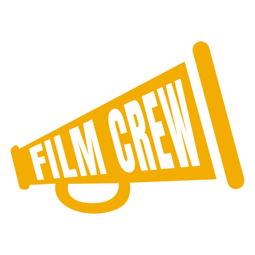 Logotipo del equipo de filmación con un megáfono amarillo. Diseño PNG