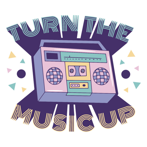 Casette turn the music up retro PNG Design