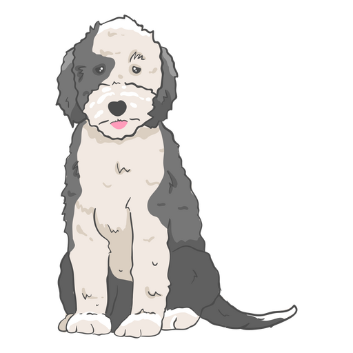 Black and beige dog sitting PNG Design