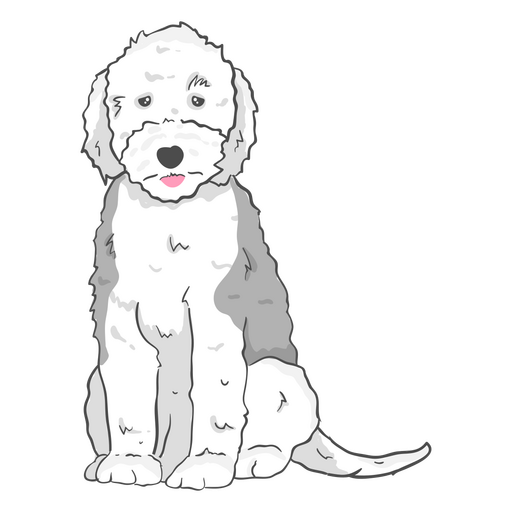 Weißer und grauer Hund sitzt PNG-Design