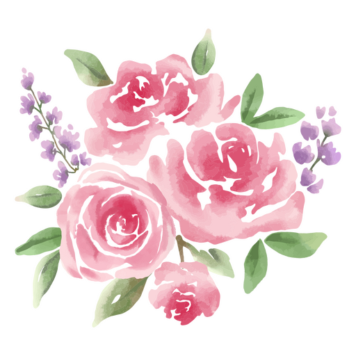 Ramo de rosas rosadas acuarela Diseño PNG