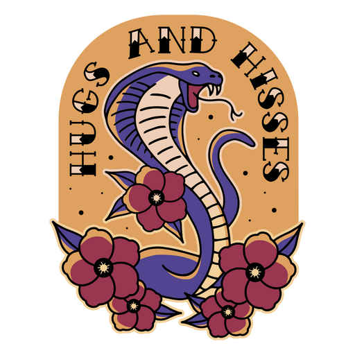 Tattoo with a snake and flowers on it PNG Design