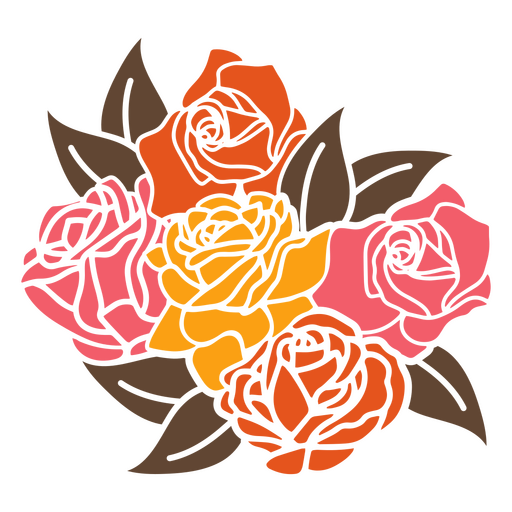 Bouquet of roses cut out PNG Design