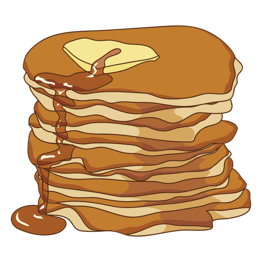 Stack of pancakes with butter and syrup PNG Design