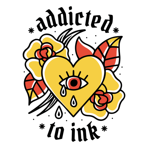 Tattoo eines Herzens mit Rosen und einem Auge PNG-Design