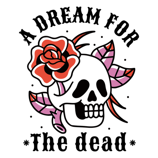 Crânio com rosas e folhas Desenho PNG