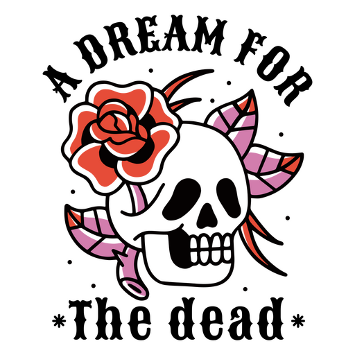 Skull with roses and leaves PNG Design