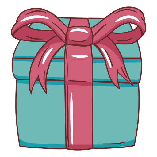 Caja de regalo azul con un lazo rosa. Diseño PNG