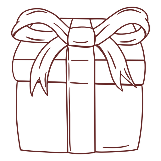 Caja de regalo con arte de línea de lazo. Diseño PNG