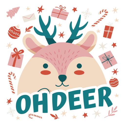 Imagen de un ciervo con la palabra ohder escrita. Diseño PNG
