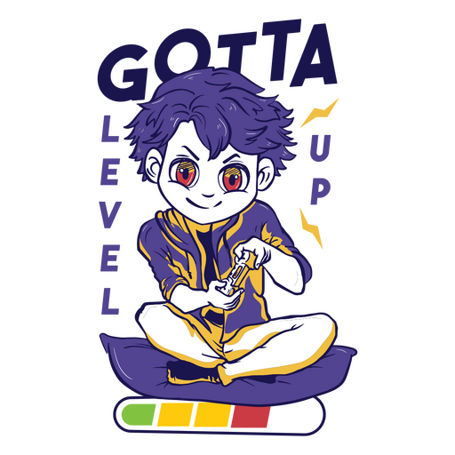 Gotta level up gaming boy PNG Design