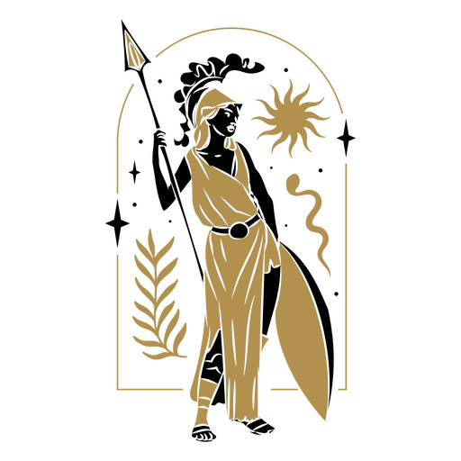 Ilustração dourada de uma deusa grega mulher Desenho PNG