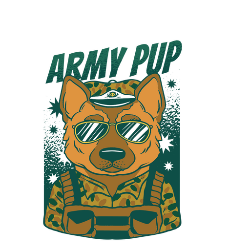 Army pup dog with job cartoon PNG Design