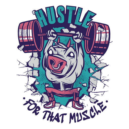 Cartoon bull hustle for that muscle PNG Design